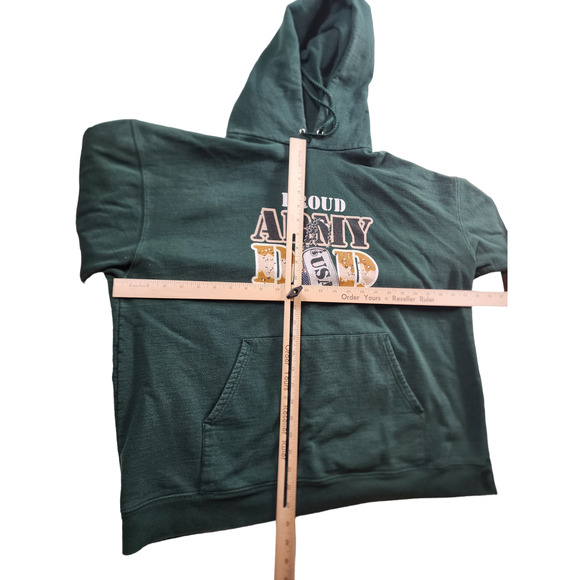 Proud Army Dad USA Mens XL Green Military Sweatshirt Patriotic Kangaroo Pocket - Picture 4 of 9